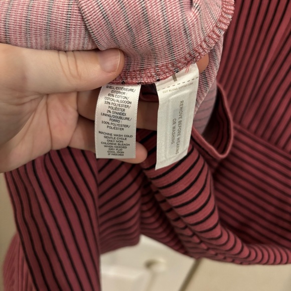 LOFT Mauve and Black Striped Ribbed Mini Dress - Picture 6 of 8